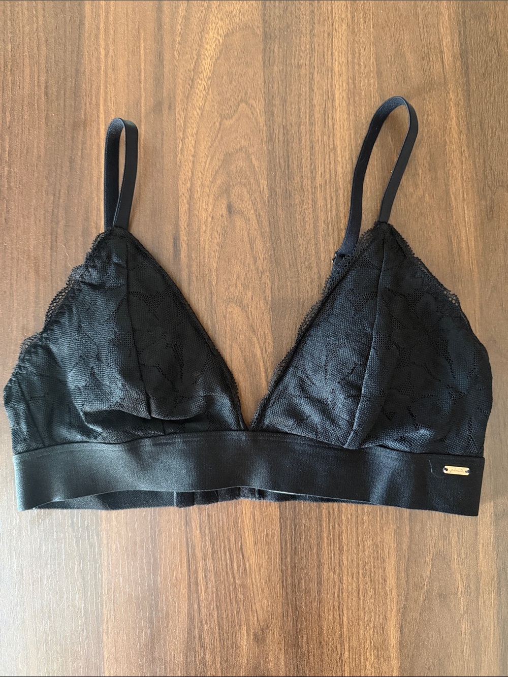 PINK Victoria's Secret Black Lace Triangle Bralette